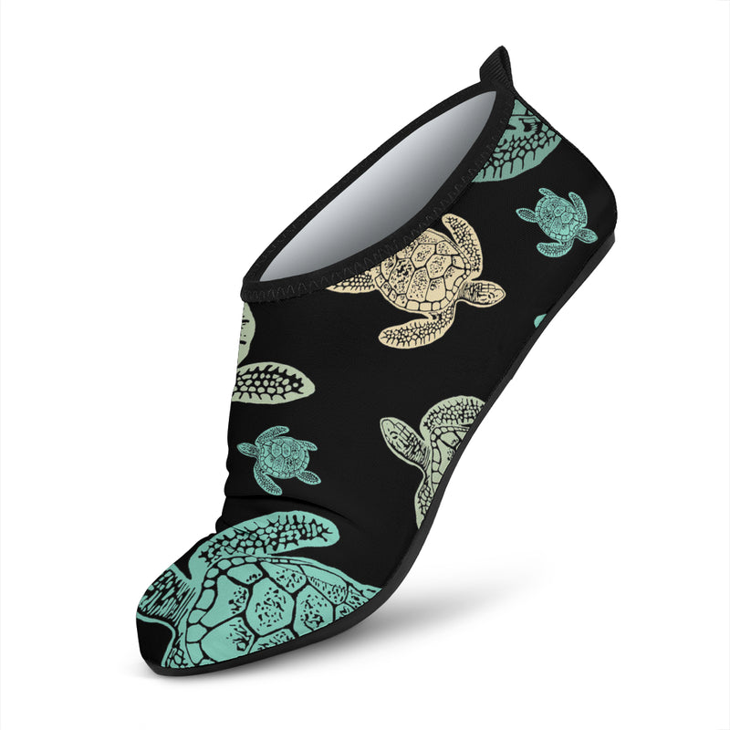 Sea Turtle Stamp Pattern Aqua Water Shoes