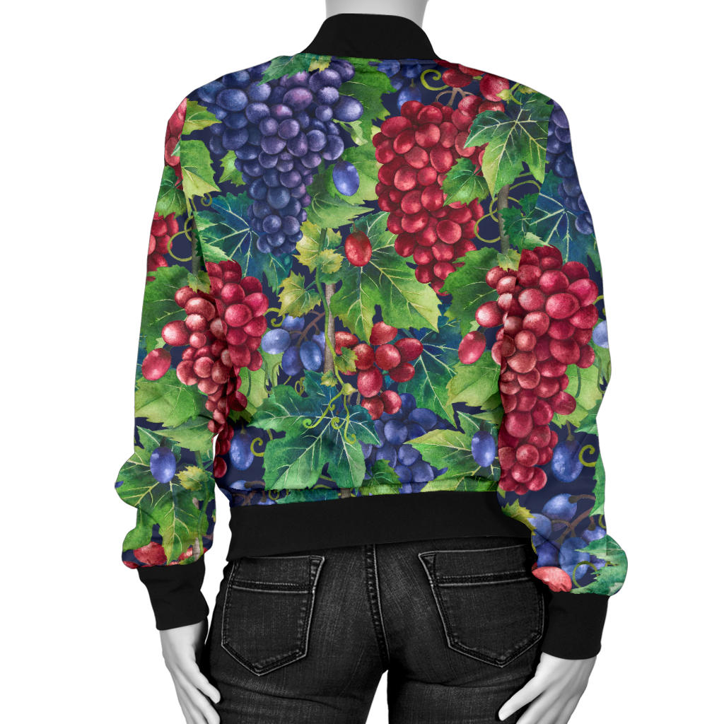 Grape Pattern Print Design GP02 Women Bomber Jacket