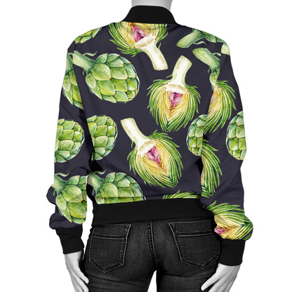 Artichoke Pattern Print Design 01 Women's Bomber Jacket