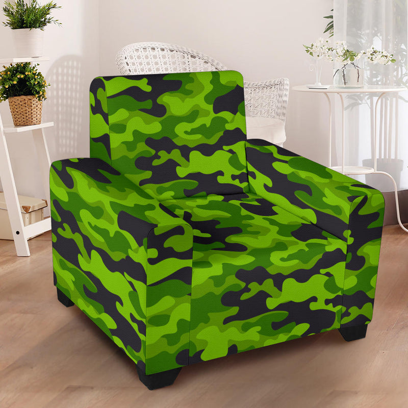 Green Kelly Camo Print Armchair Slipcover