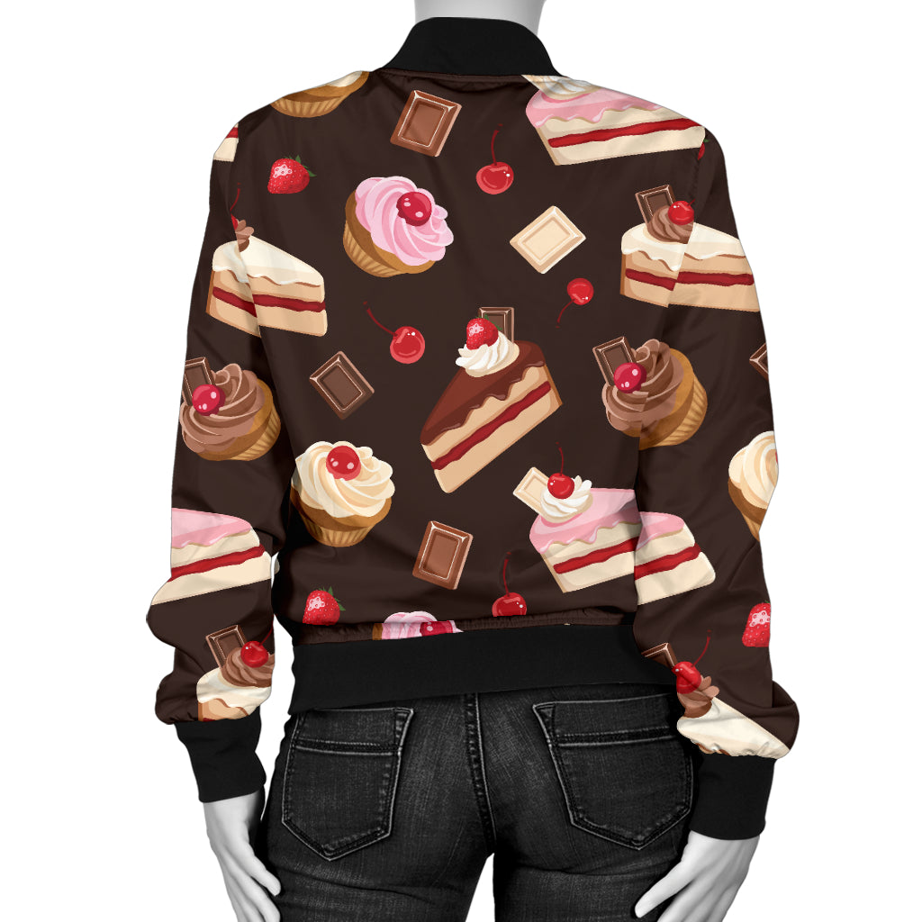 Cake Pattern Print Design 04 Women's Bomber Jacket