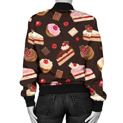 Cake Pattern Print Design 04 Women's Bomber Jacket