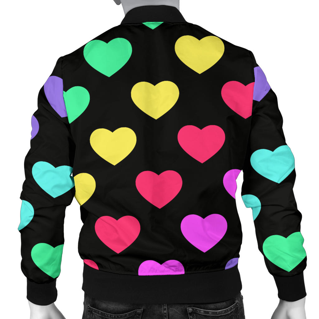 Heart Rainbow Pattern Print Design HE02 Men Bomber Jacket