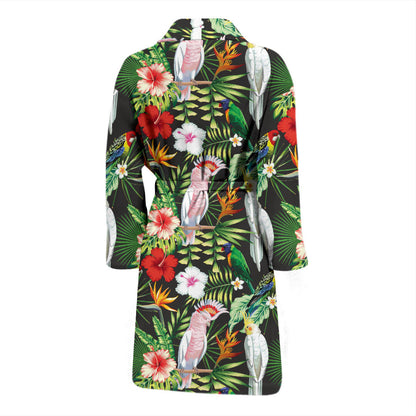 Tropical Flower Pattern Print Design TF03 Men Bathrobe