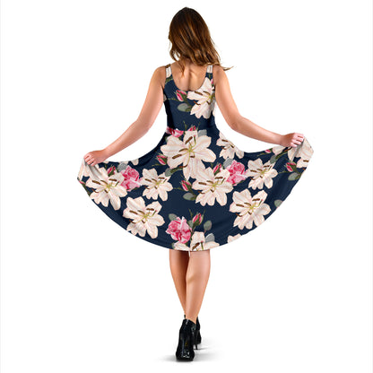 Lily Pattern Print Design LY04 Midi Dress