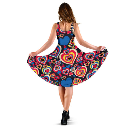 Heart Pattern Print Design HE08 Midi Dress