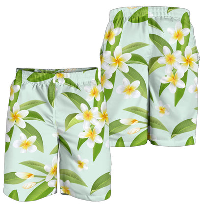 Yellow Plumeria Pattern Print Design PM024 Mens Shorts