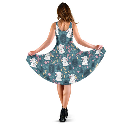 Rabbit Pattern Print Design RB013 Midi Dress
