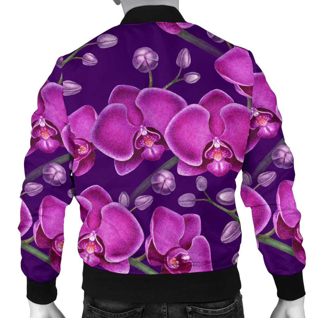 Orchid Purple Pattern Print Design OR02 Men Bomber Jacket