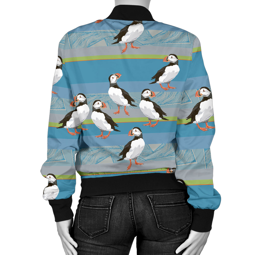 Puffin Pattern Print Design A01 Women's Bomber Jacket