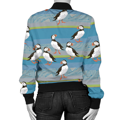 Puffin Pattern Print Design A01 Women's Bomber Jacket