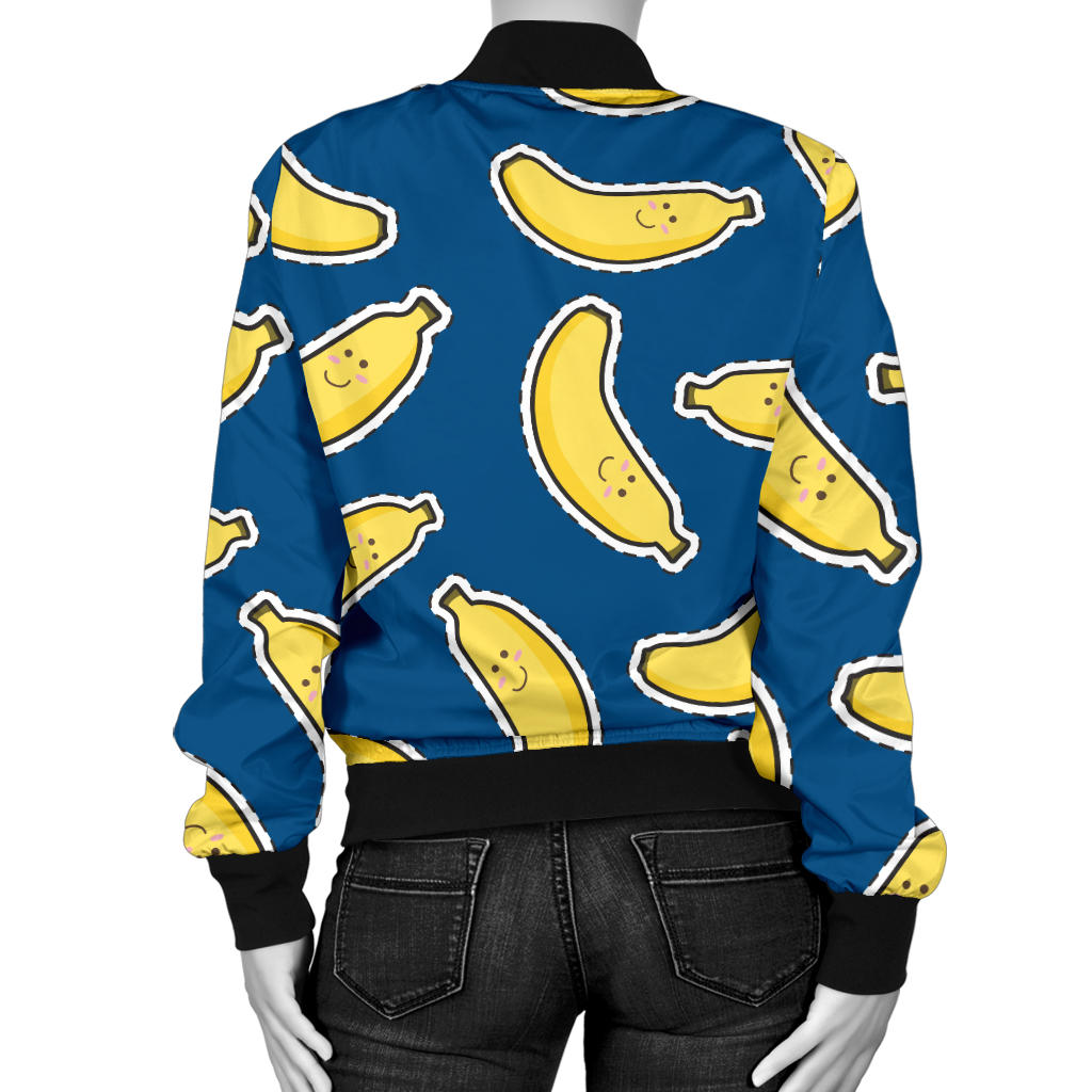Banana Pattern Print Design BA03 Women Bomber Jacket