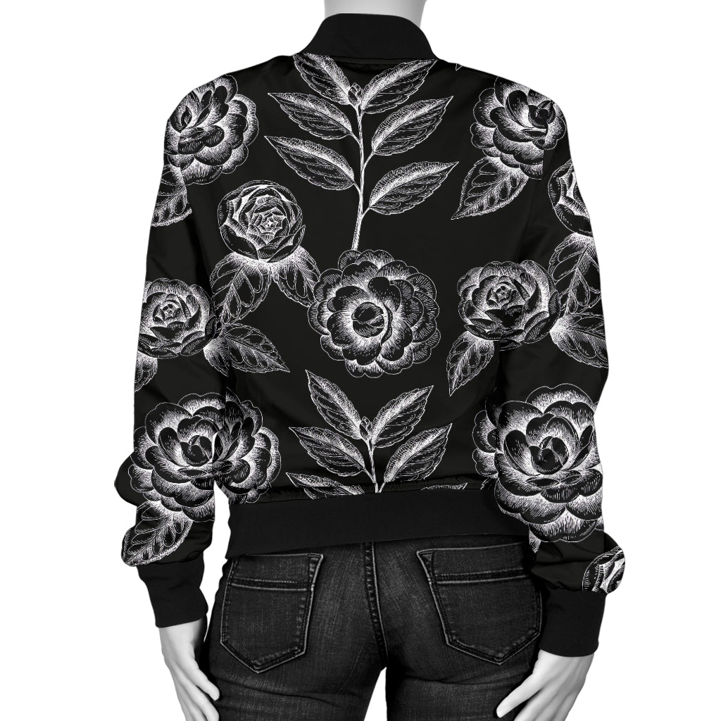 Camellia Pattern Print Design 02 Women's Bomber Jacket