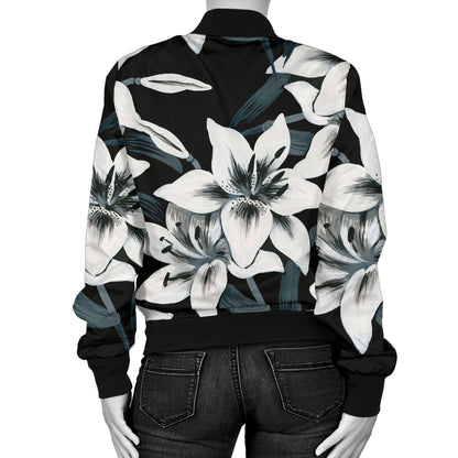 Lily Pattern Print Design 03 Women's Bomber Jacket
