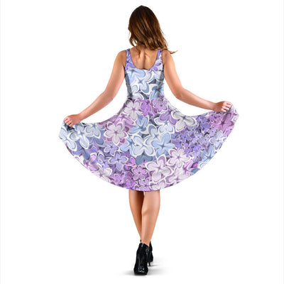 Lilac Pattern Print Design LI01 Midi Dress