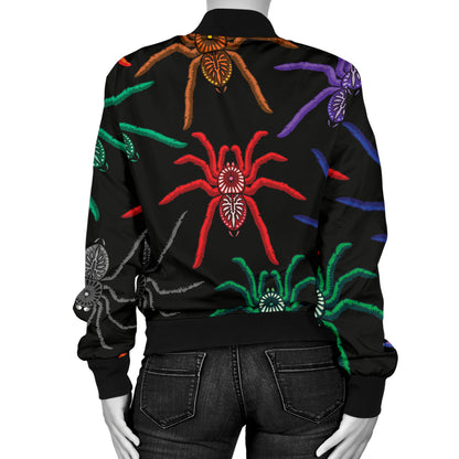 Tarantula Neon Color Pattern Print Design 03 Women's Bomber Jacket