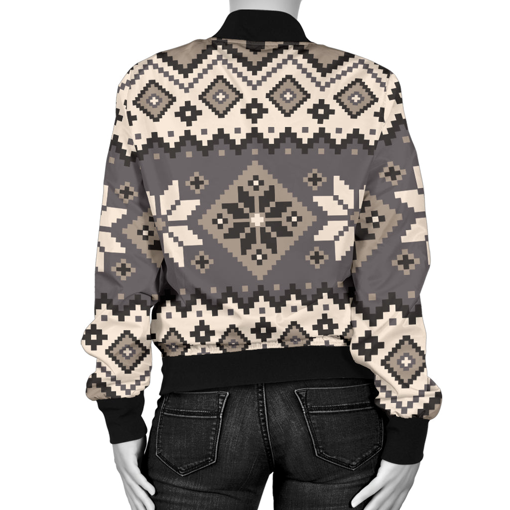 Nordic Pattern Print Design A01 Women's Bomber Jacket