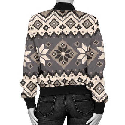 Nordic Pattern Print Design A01 Women's Bomber Jacket