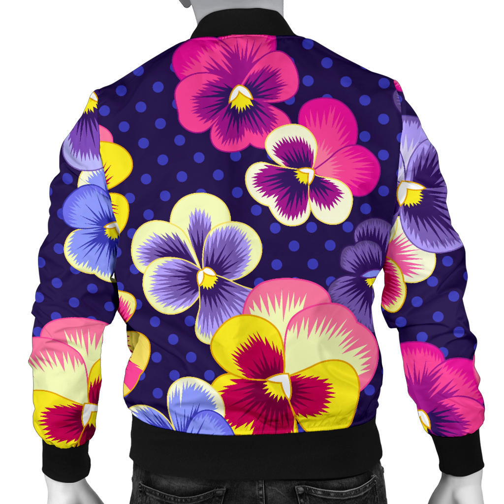 Pansy Pattern Print Design PS04 Men Bomber Jacket