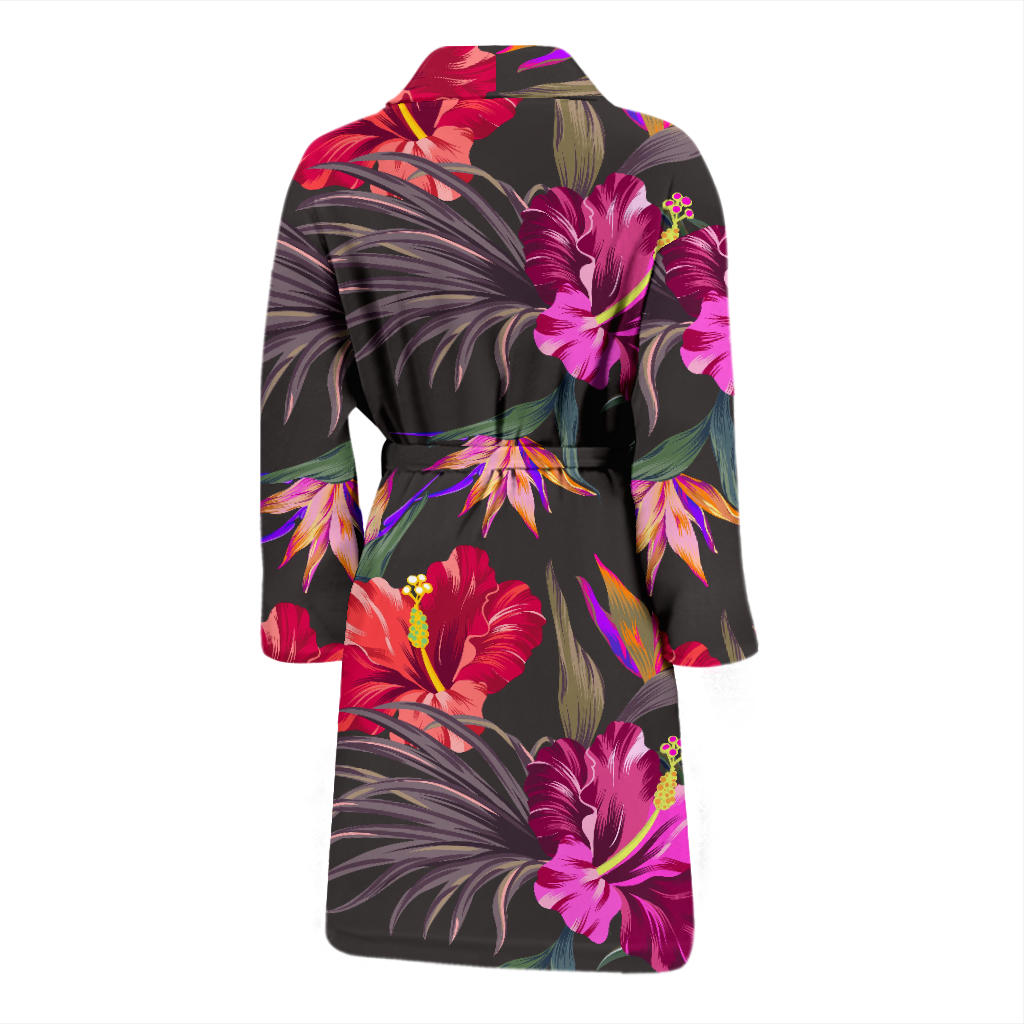 Hibiscus Pattern Print Design HB014 Men Bathrobe