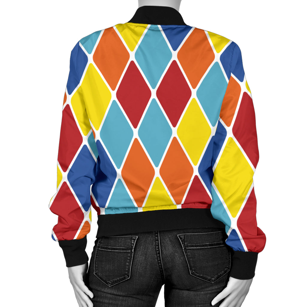 Harlequin Pattern Print Design 01 Women's Bomber Jacket