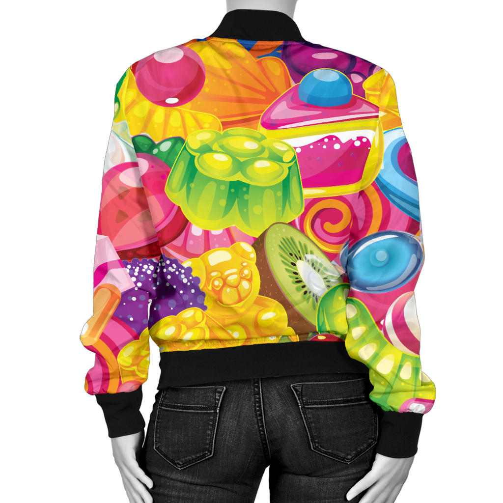 Candy Pattern Print Design CA01 Women Bomber Jacket
