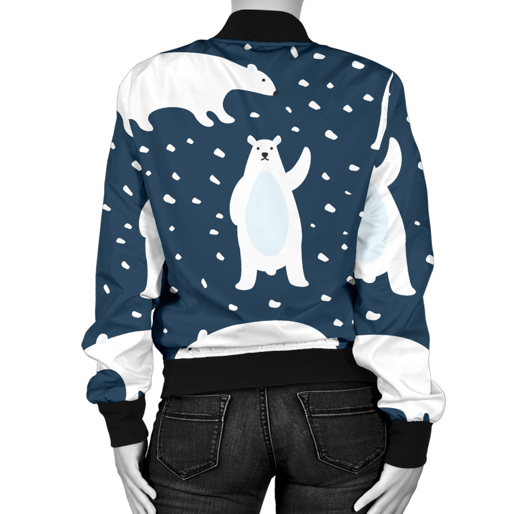 Polar Bear Pattern Print Design A02 Women's Bomber Jacket