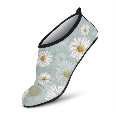 Daisy Pattern Print Design DS012 Aqua Water Shoes