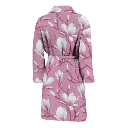 Magnolia Pattern Print Design MAG05 Men Bathrobe