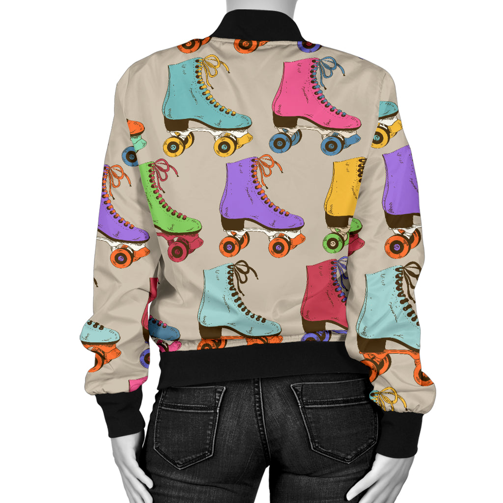 Roller skate Pattern Print Design A01 Women's Bomber Jacket