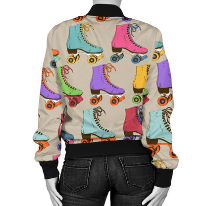 Roller skate Pattern Print Design A01 Women's Bomber Jacket