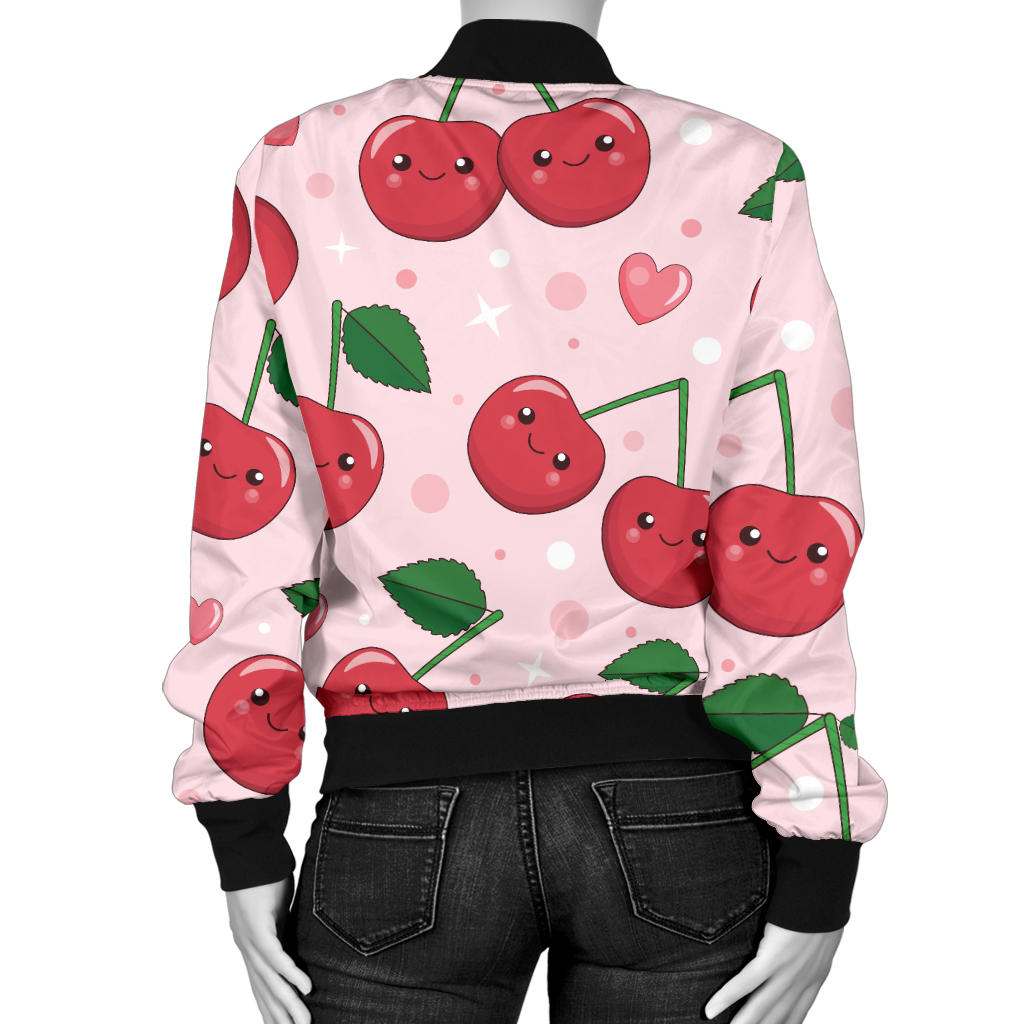 Cherry Pattern Print Design CH02 Women Bomber Jacket