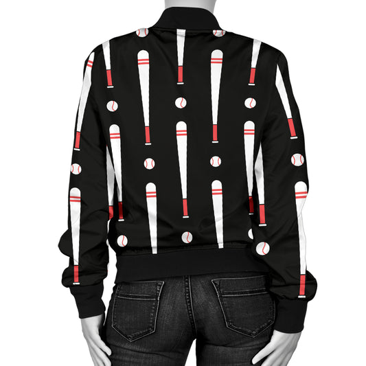 Baseball Pattern Print Design 03 Women's Bomber Jacket