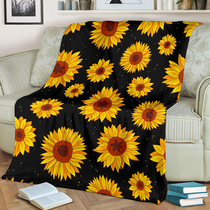 Sunflower Pattern Print Design SF09 Fleece Blanket