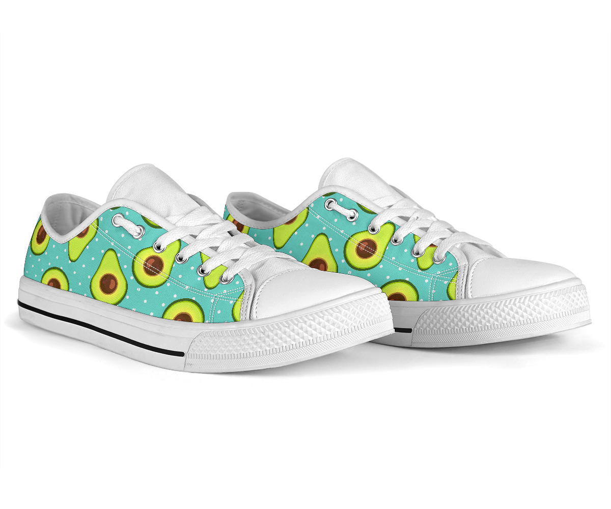 Avocado Pattern Print Design AC012 White Bottom Low Top Shoes