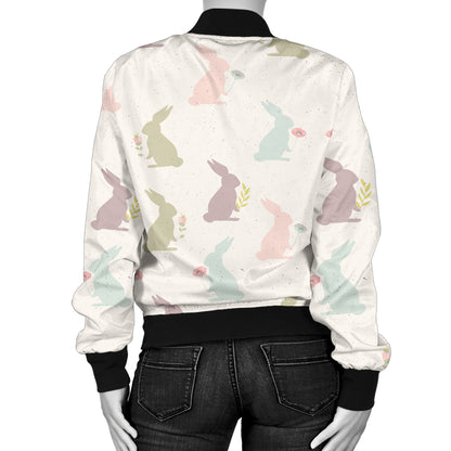Bunny Pattern Print Design 05 Women's Bomber Jacket