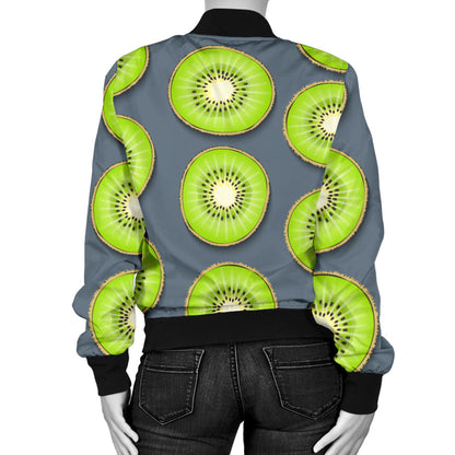 Kiwi Pattern Print Design KW06 Women Bomber Jacket