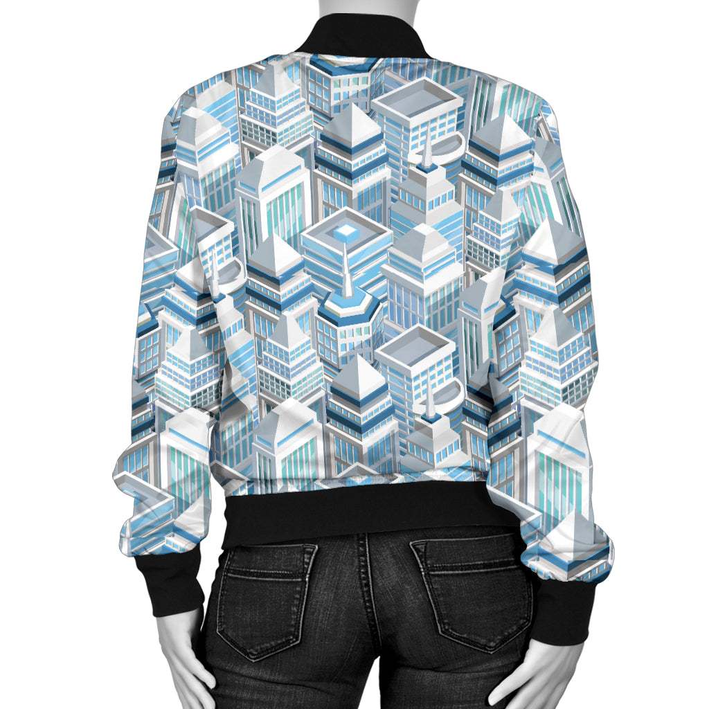 City Pattern Print Design 03 Women's Bomber Jacket