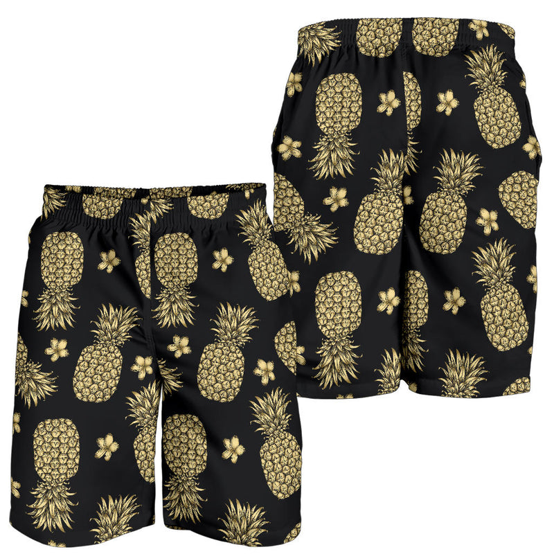 Gold Pineapple Hibiscus Mens Shorts