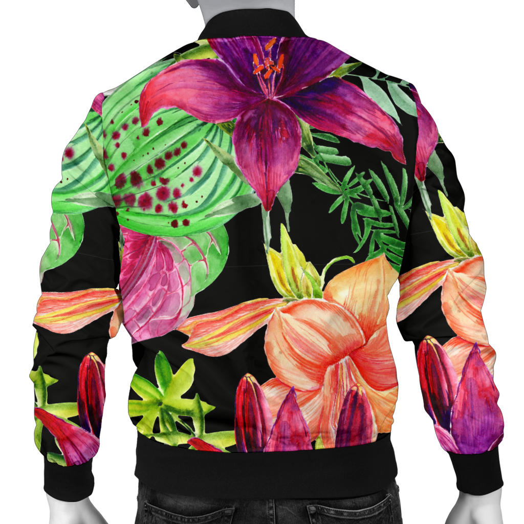 Amaryllis Pattern Print Design AL09 Men Bomber Jacket