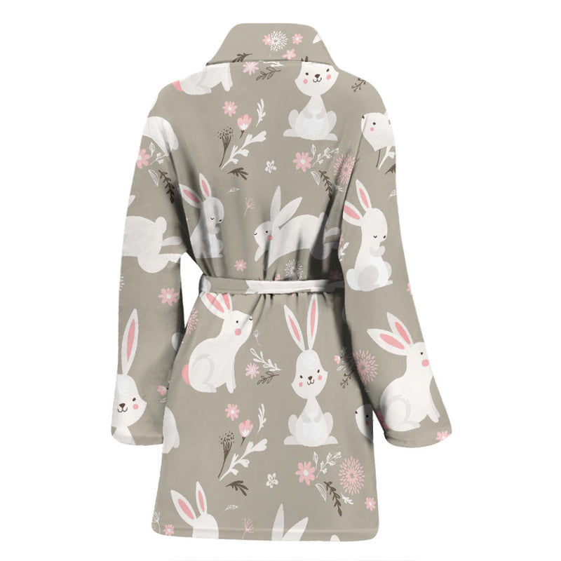 Rabbit Pattern Print Design RB03 Women Bathrobe