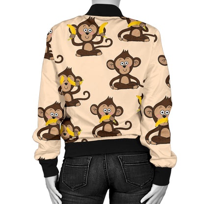 Monkey Pattern Print Design 03 Women's Bomber Jacket