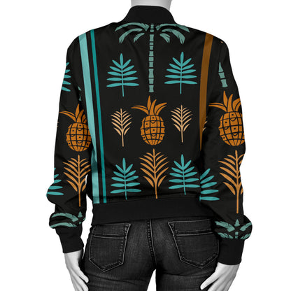 Hawaiian Themed Pattern Print Design H023 Women Bomber Jacket
