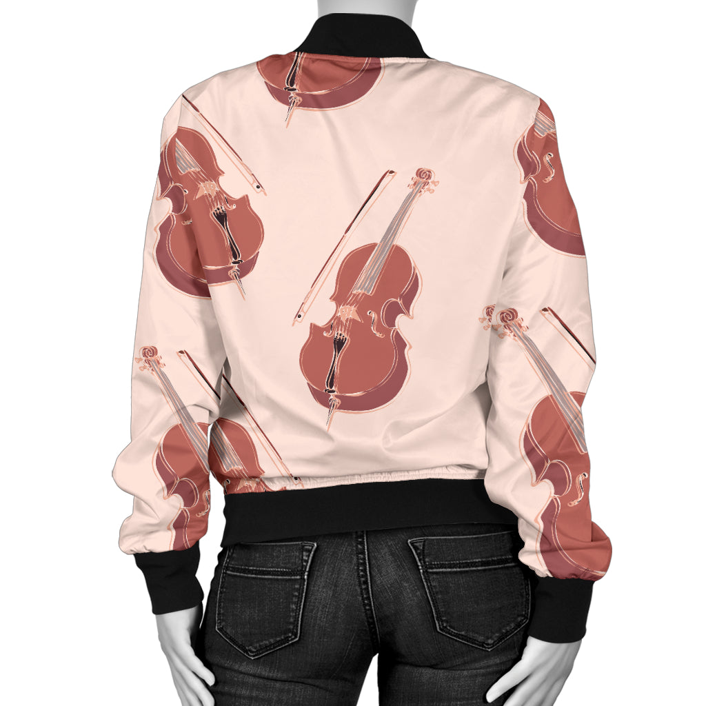 Cello Pattern Print Design 03 Women's Bomber Jacket