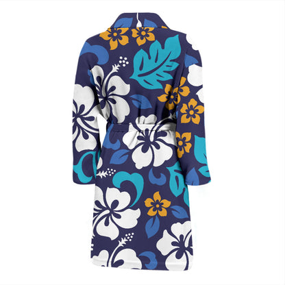 Hibiscus Pattern Print Design HB030 Men Bathrobe