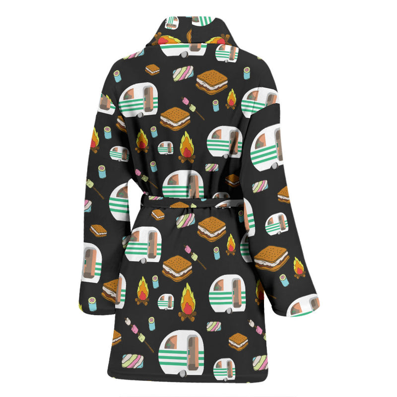 Camper marshmallow Camping Design Print Women Bathrobe