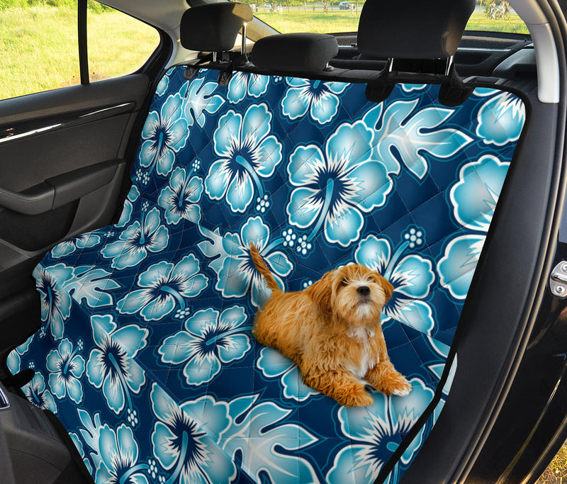 Blue Hibiscus Pattern Print Design HB011 Rear Dog  Seat Cover