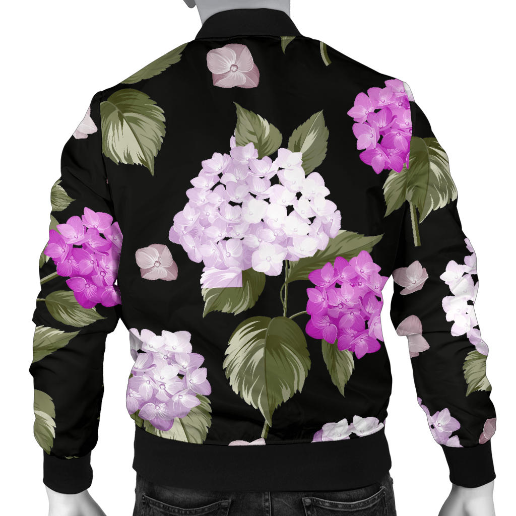 Hydrangea Pattern Print Design HD011 Men Bomber Jacket