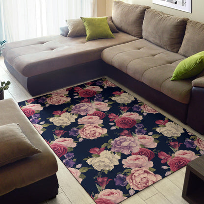 Peony Pattern Print Design PE03 Area Rugs