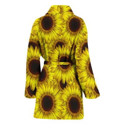 Sunflower Pattern Print Design SF011 Women Bathrobe